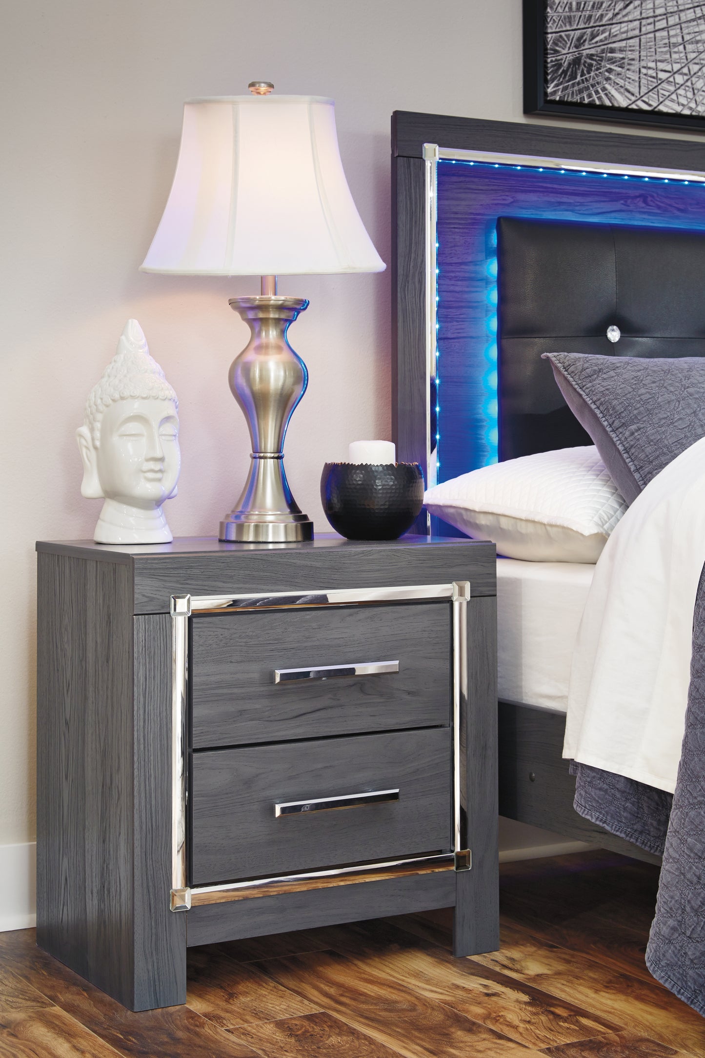 The Furniture Outlets - Ashley Furniture - Lodanna Bedroom - Two Drawer Night Stand / Gray - B214-92