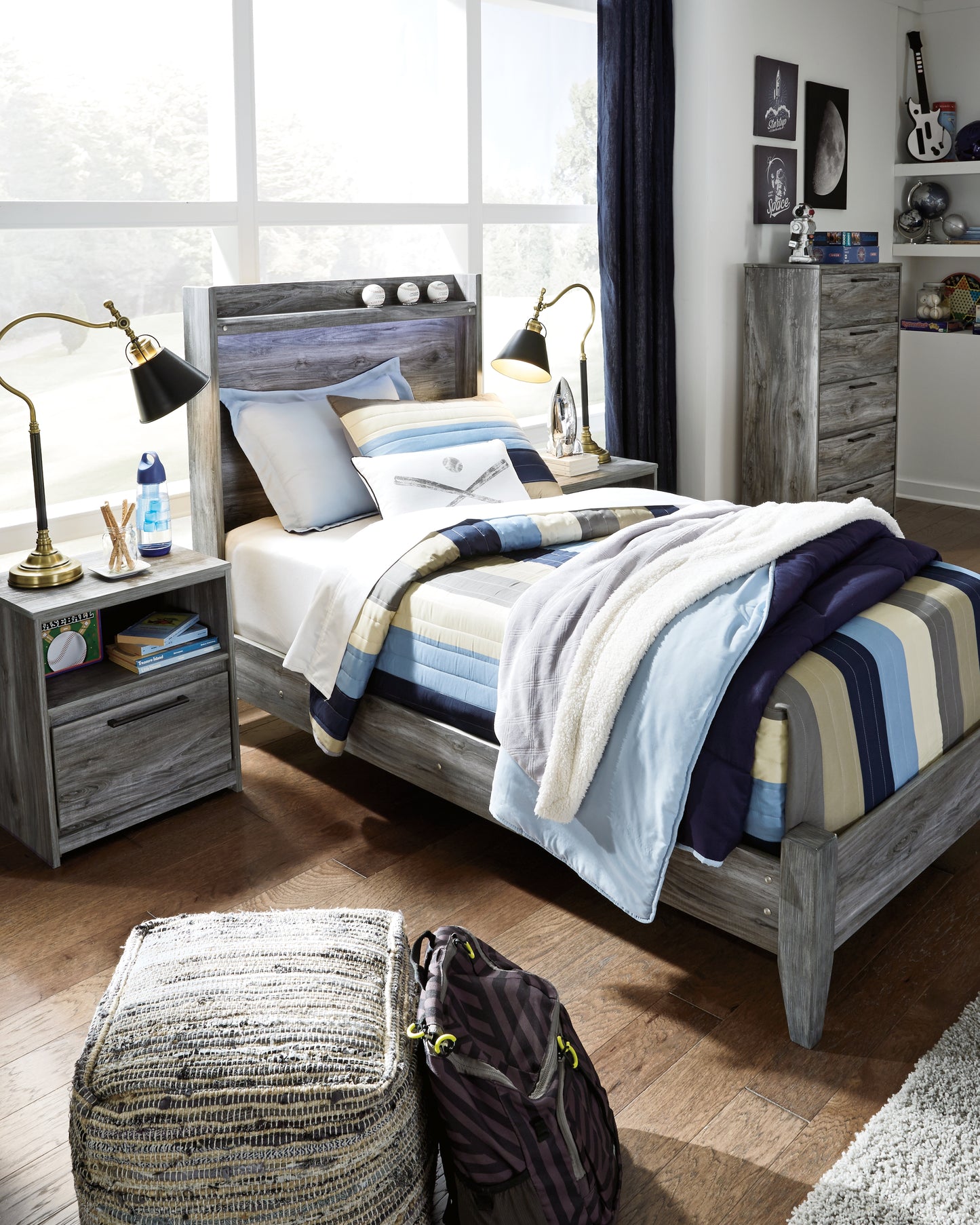 The Furniture Outlets - Ashley Furniture - Baystorm Bedroom - Twin Panel Bed / Gray - B221B20