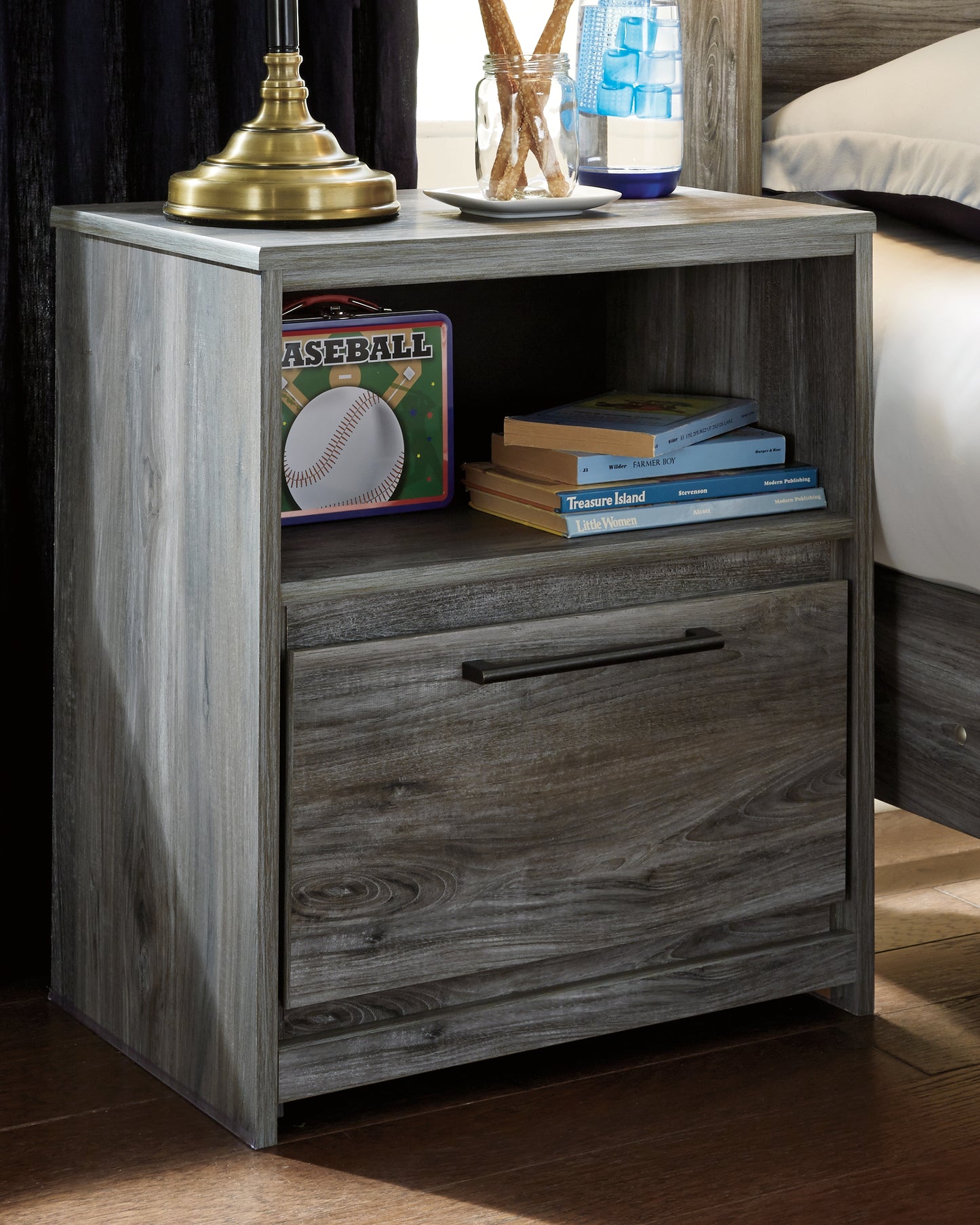The Furniture Outlets - Ashley Furniture - Baystorm Bedroom - One Drawer Night Stand / Gray - B221-91