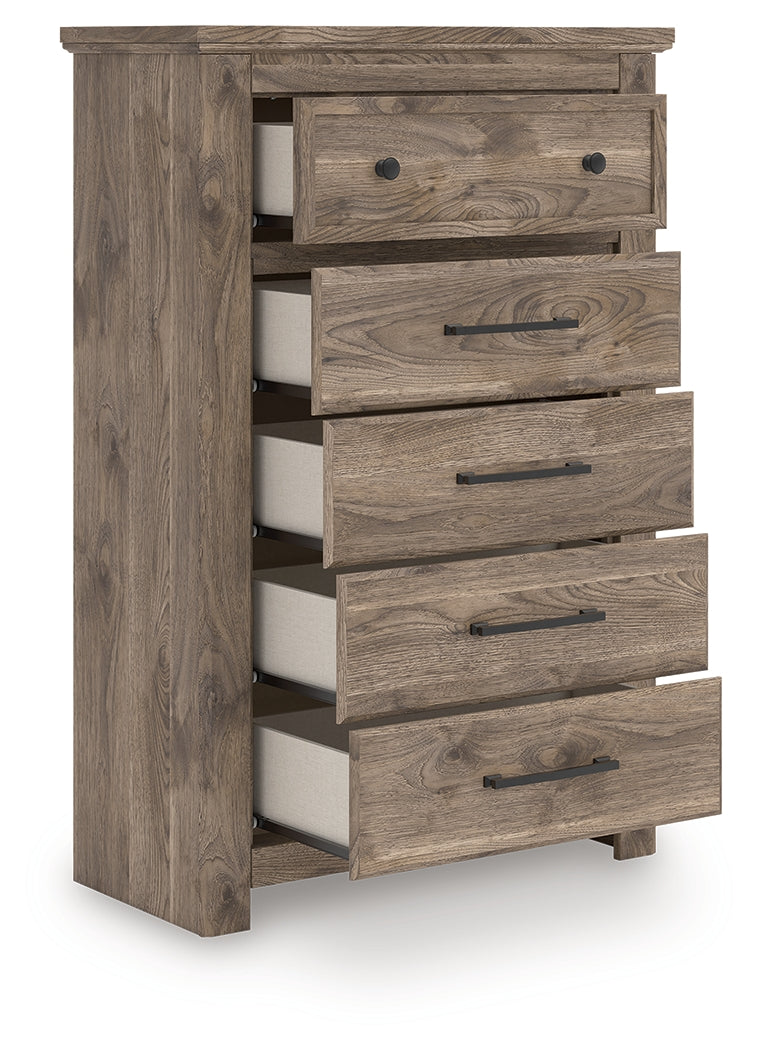 The Furniture Outlets - Ashley Furniture - Rusticott Bedroom - Five Drawer Chest / Brown - PCB2260-46
