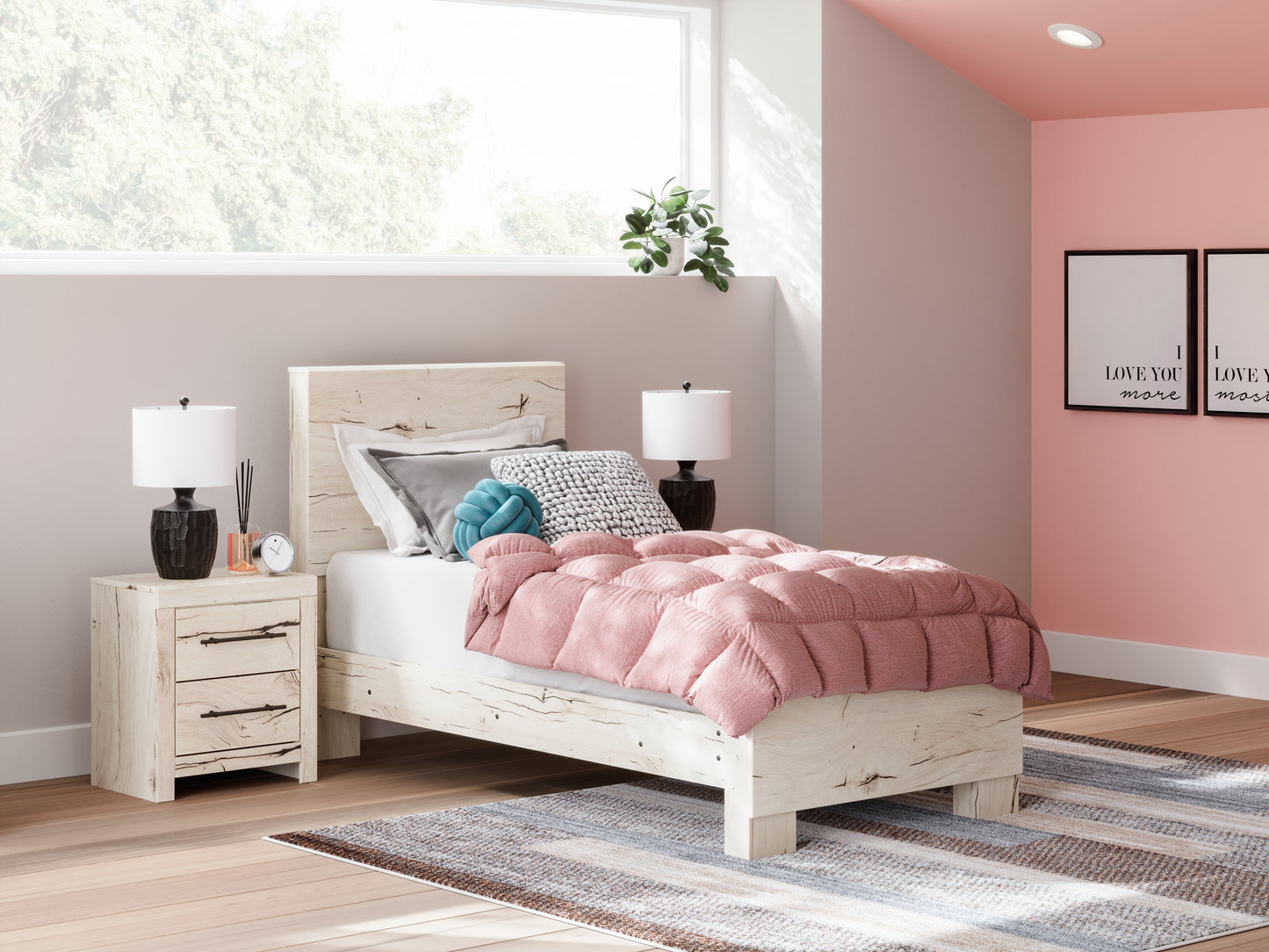 The Furniture Outlets - Ashley Furniture - Lawroy Bedroom - Twin Panel Bed / Light Natural - B2310B15