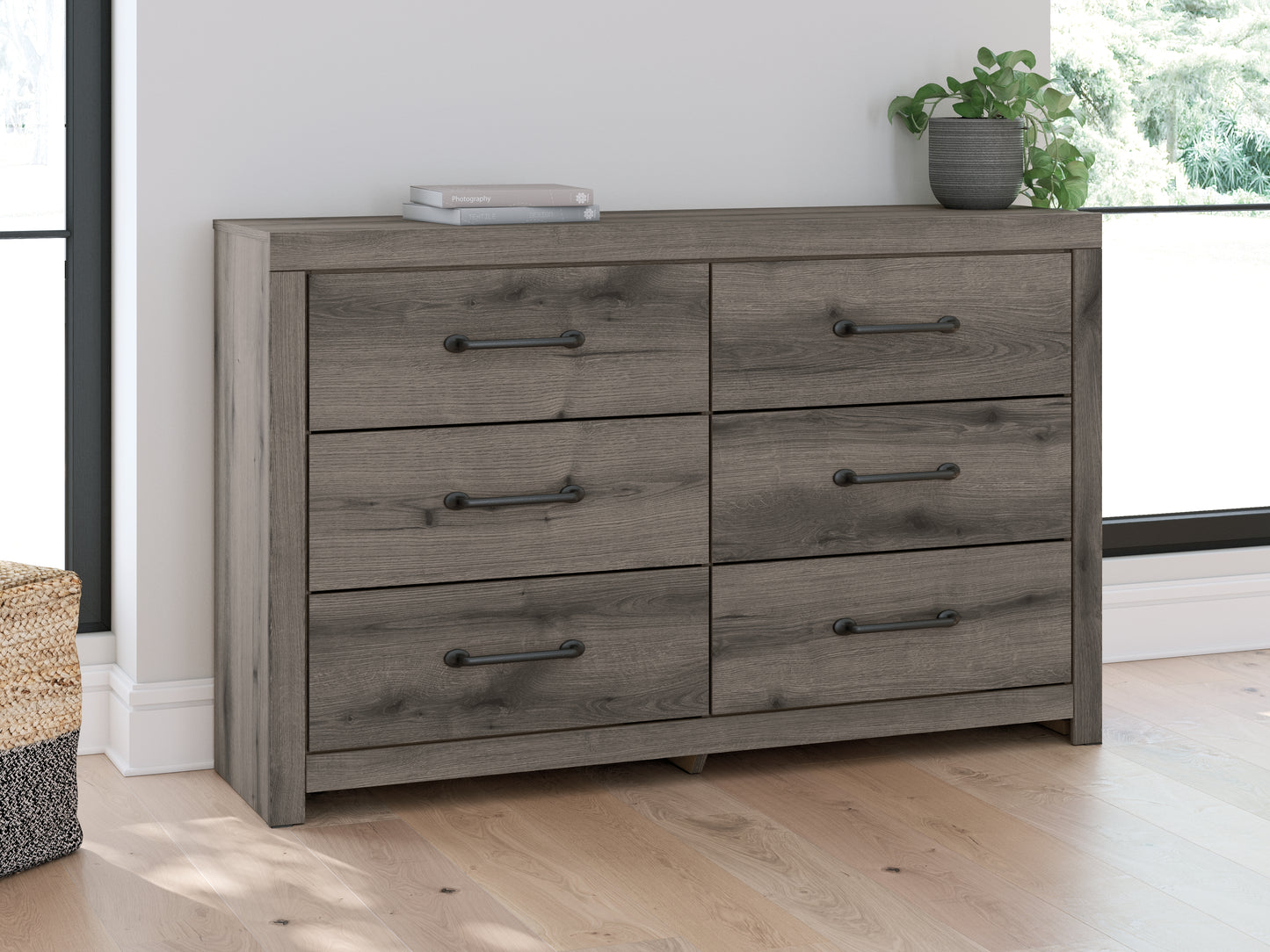 The Furniture Outlets - Ashley Furniture - Graystorm Bedroom - Six Drawer Dresser / Brown Gray - PCB2405-31