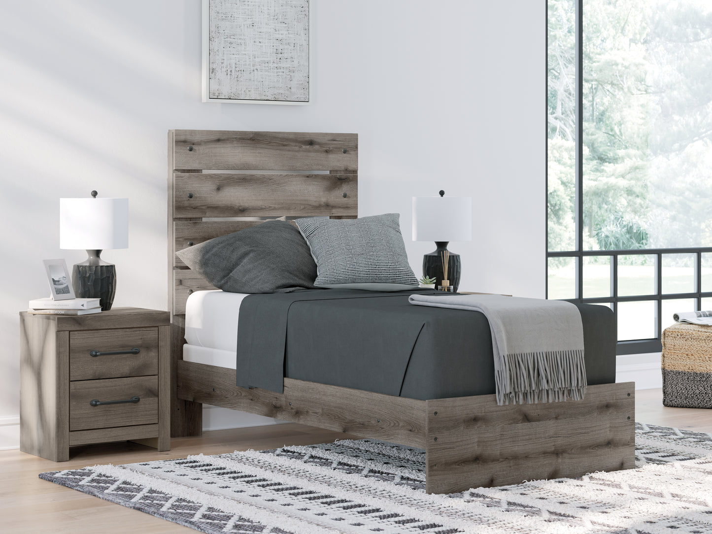 The Furniture Outlets - Ashley Furniture - Graystorm Bedroom - Twin Panel Bed / Brown Gray - PCB2405B12