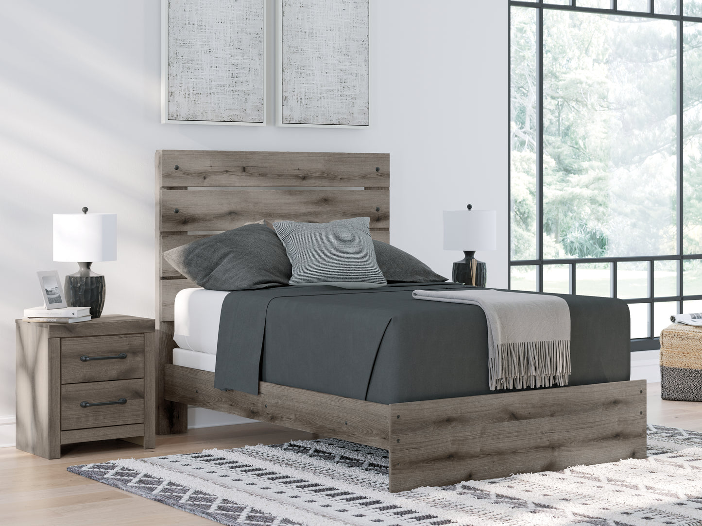 The Furniture Outlets - Ashley Furniture - Graystorm Bedroom - Full Panel Bed / Brown Gray - PCB2405B13