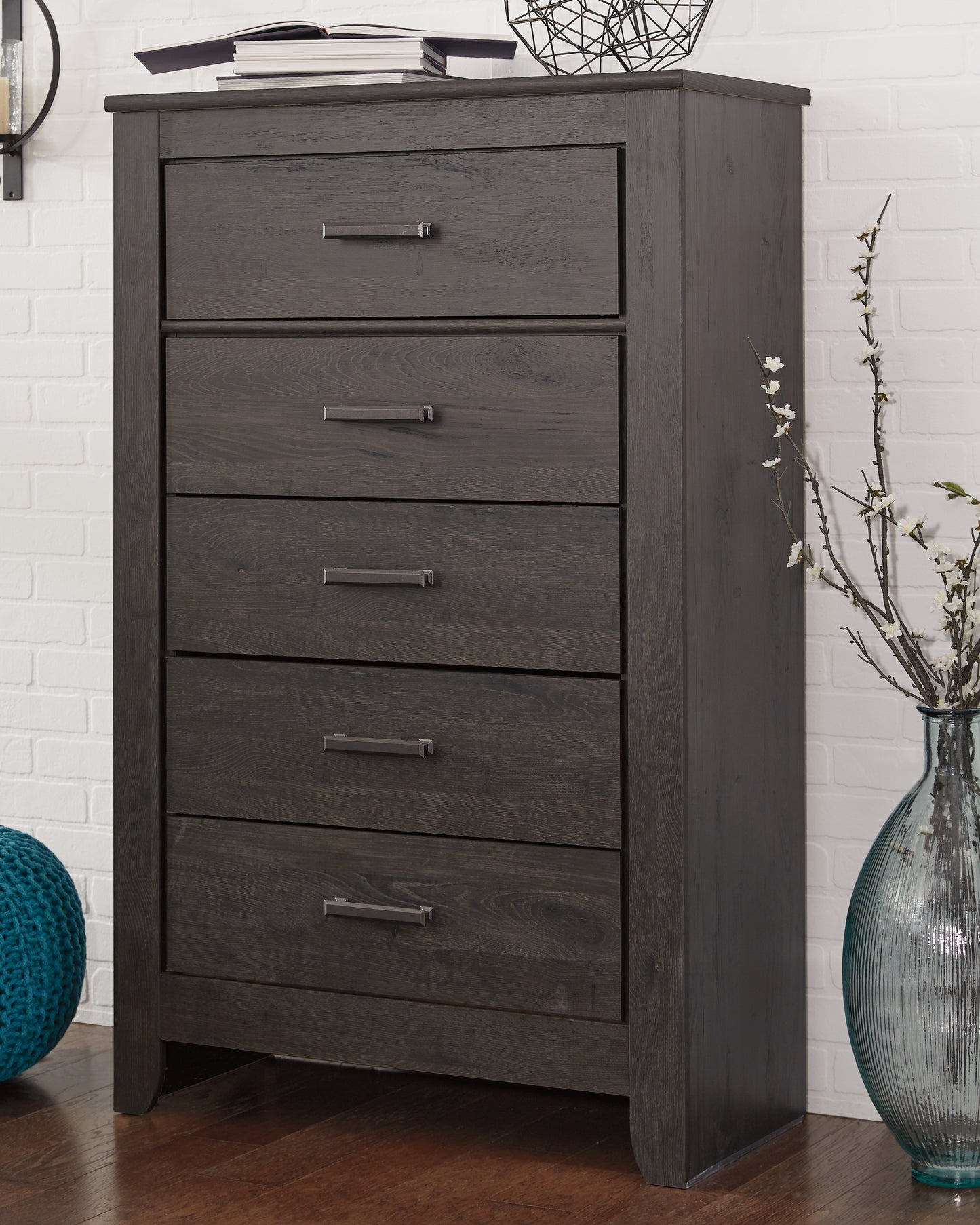 The Furniture Outlets - Ashley Furniture - Brinxton Bedroom - Five Drawer Chest / Charcoal - B249-46