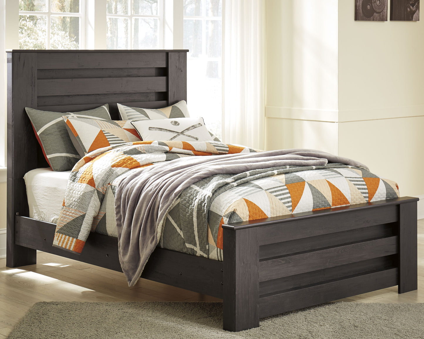 The Furniture Outlets - Ashley Furniture - Brinxton Bedroom - Full Panel Bed / Charcoal - B249B5