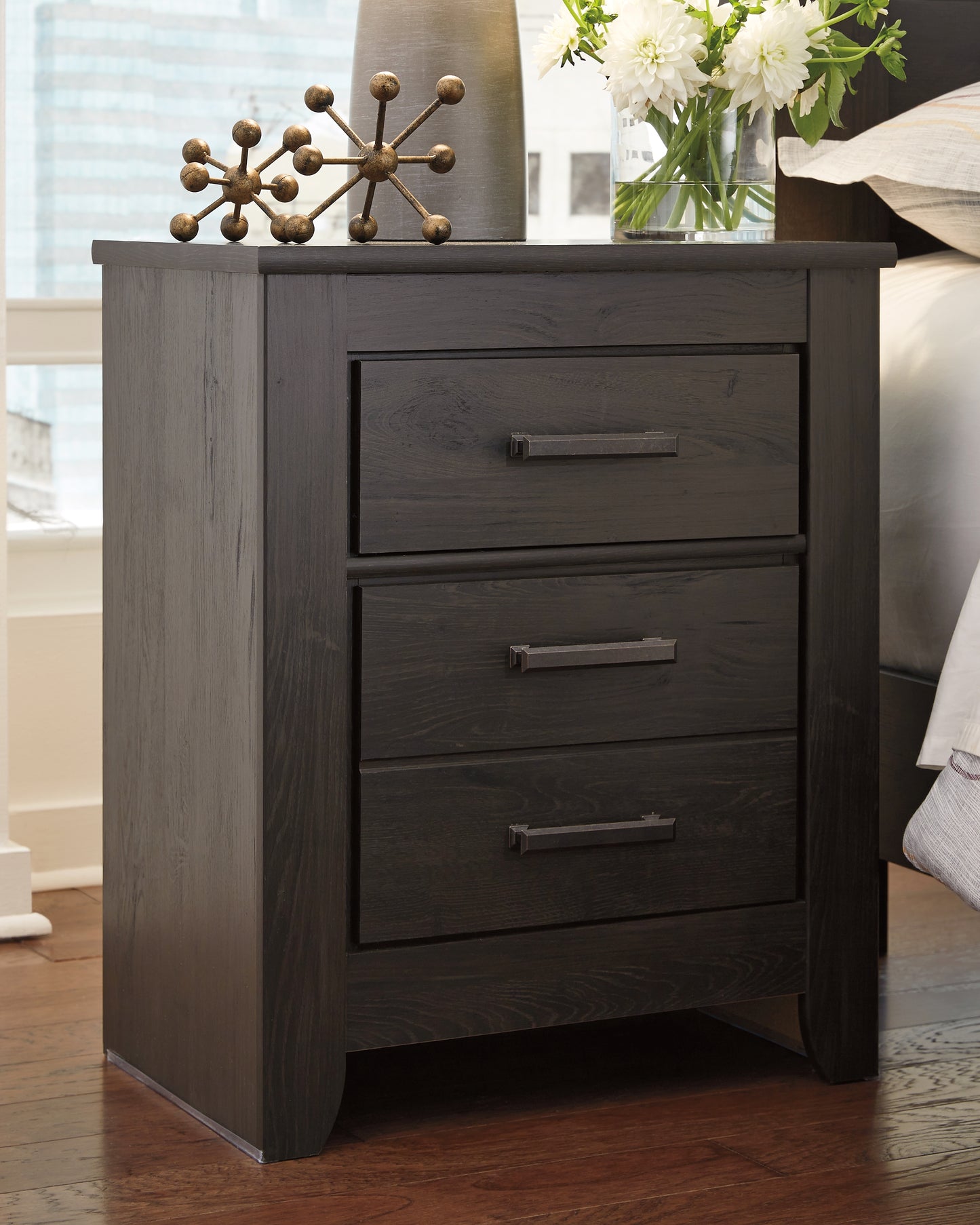 The Furniture Outlets - Ashley Furniture - Brinxton Bedroom - Two Drawer Night Stand / Charcoal - B249-92