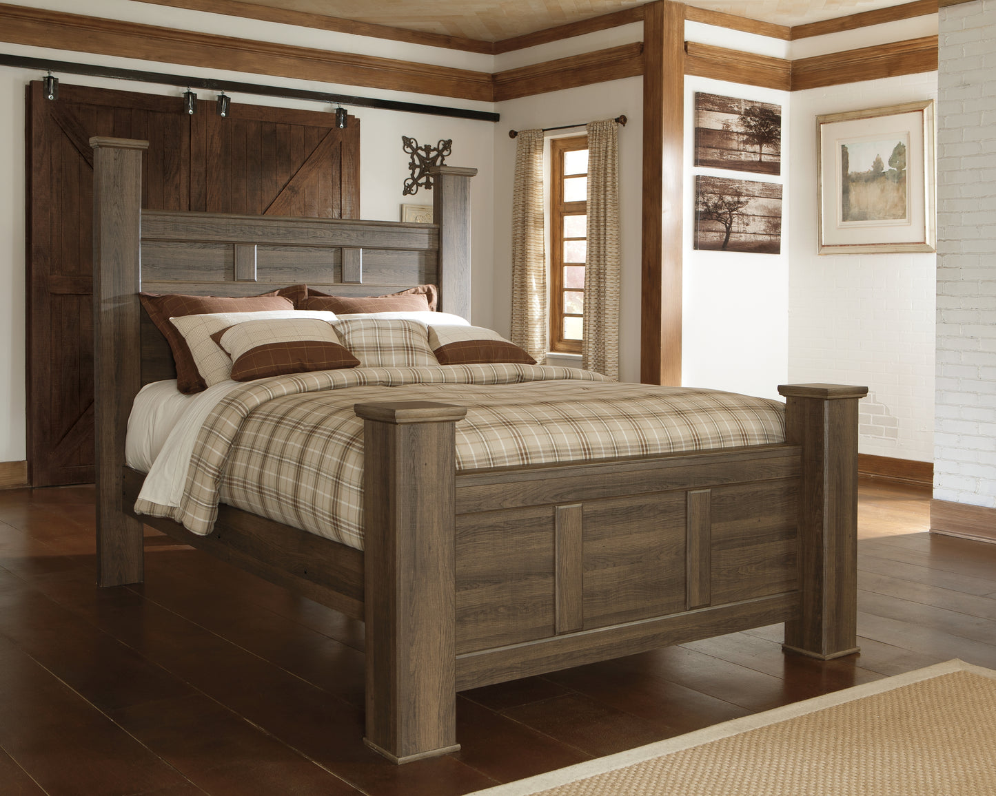 The Furniture Outlets - Ashley Furniture - Juararo Bedroom - Queen Poster Bed / Dark Brown - B251B3