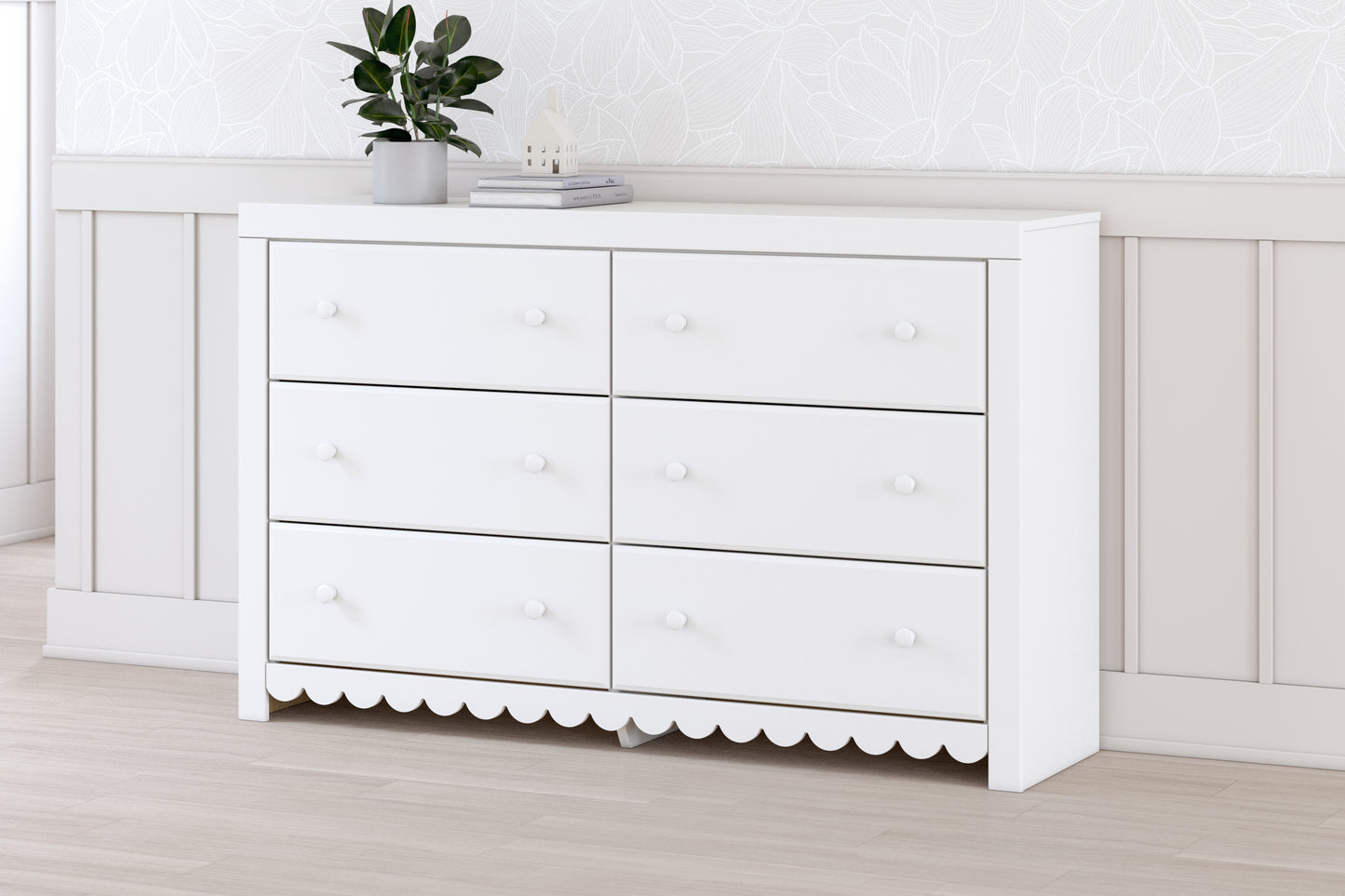 The Furniture Outlets - Ashley Furniture - Mollviney Bedroom - Six Drawer Dresser / White - B2540-31