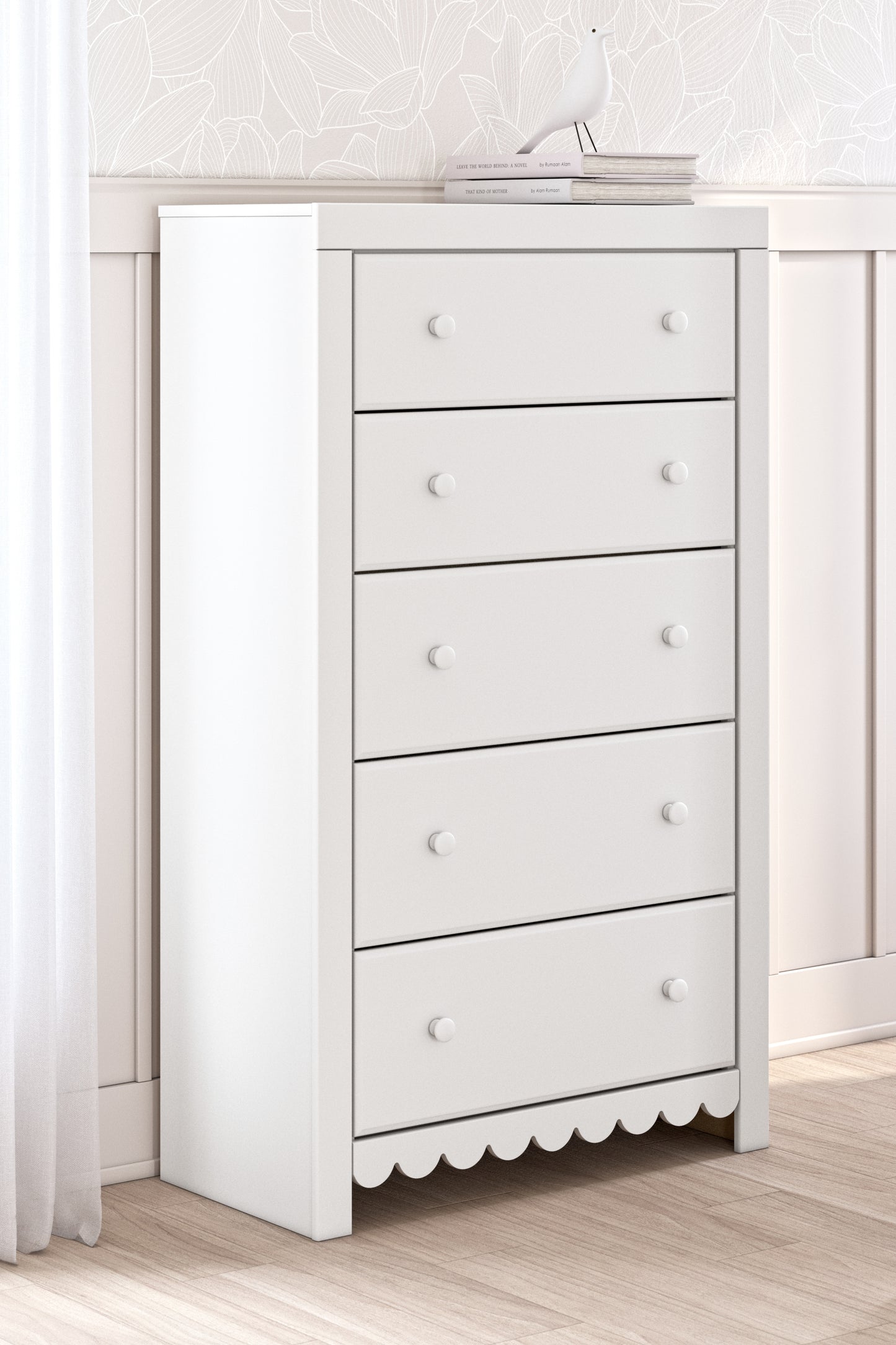 The Furniture Outlets - Ashley Furniture - Mollviney Bedroom - Five Drawer Chest / White - B2540-46
