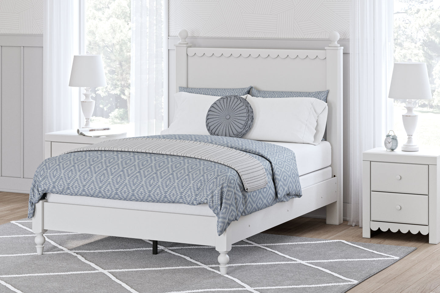 The Furniture Outlets - Ashley Furniture - Mollviney Bedroom - Full Panel Bed / White - B2540B3