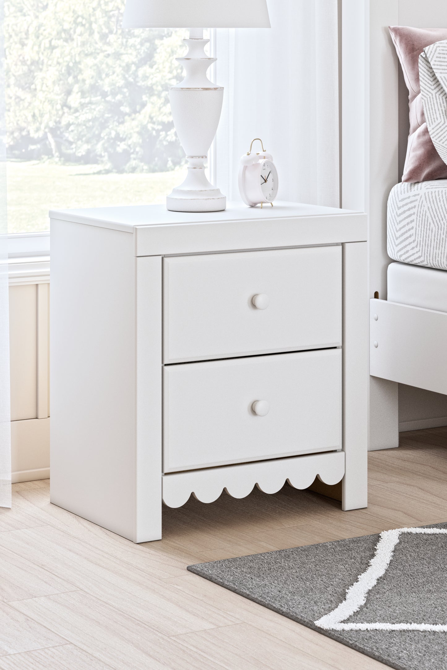 The Furniture Outlets - Ashley Furniture - Mollviney Bedroom - Two Drawer Night Stand / White - B2540-92