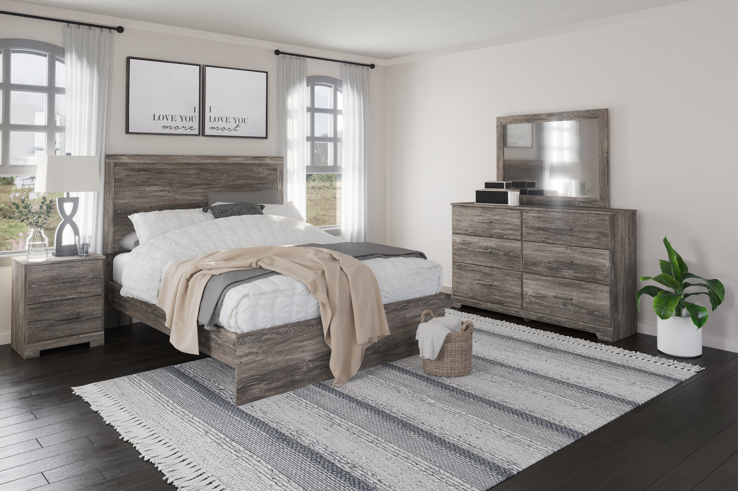 The Furniture Outlets - Ashley Furniture - Ralinksi Bedroom - Two Drawer Night Stand / Gray - B2587-92