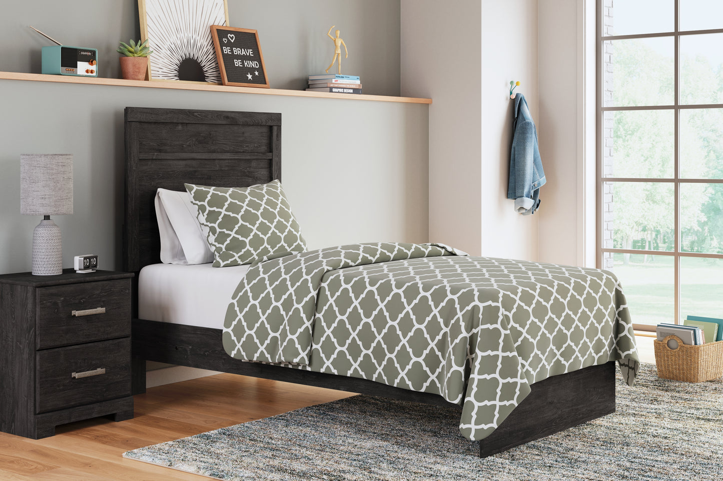 The Furniture Outlets - Ashley Furniture - Belachime Bedroom - Twin Panel Bed / Charcoal - B2589B11