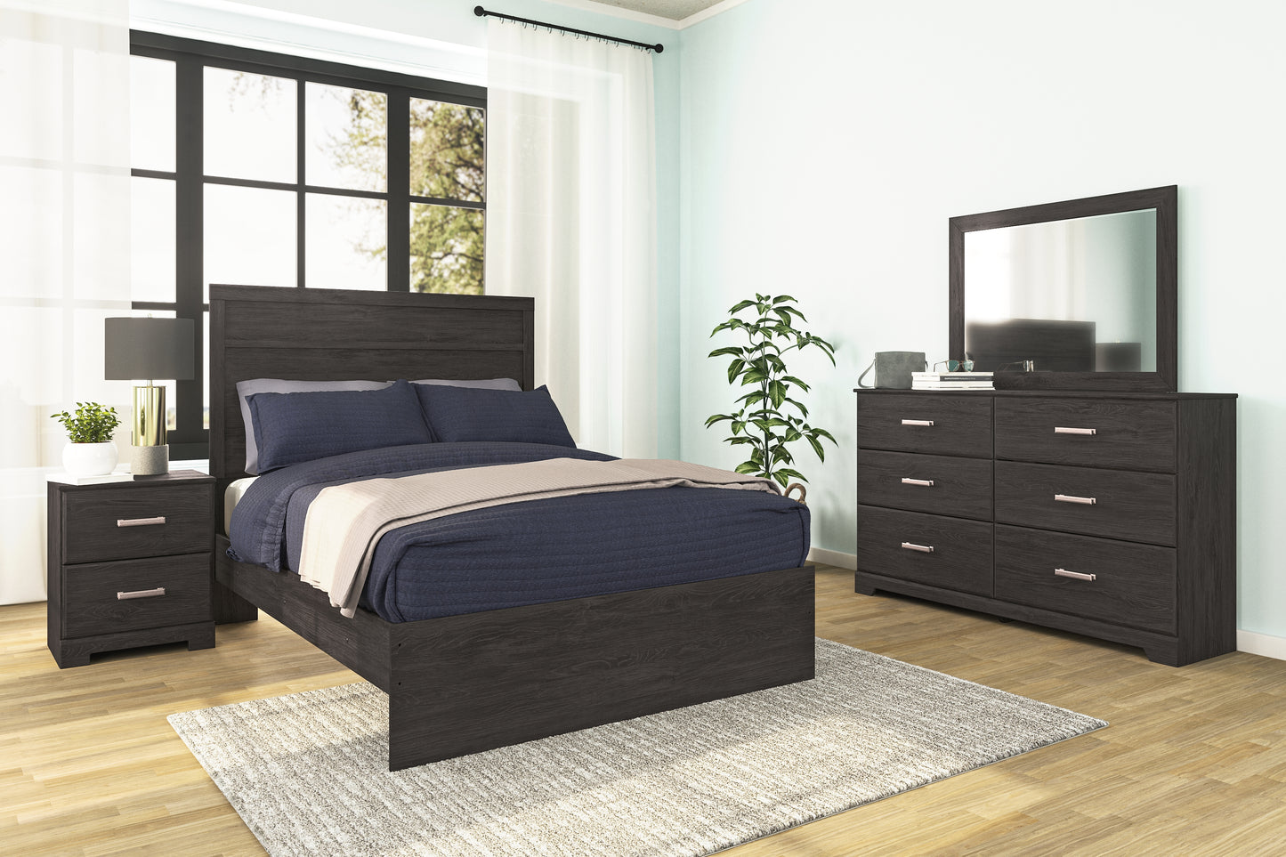 The Furniture Outlets - Ashley Furniture - Belachime Bedroom - Dresser and Mirror / Charcoal - B2589B1