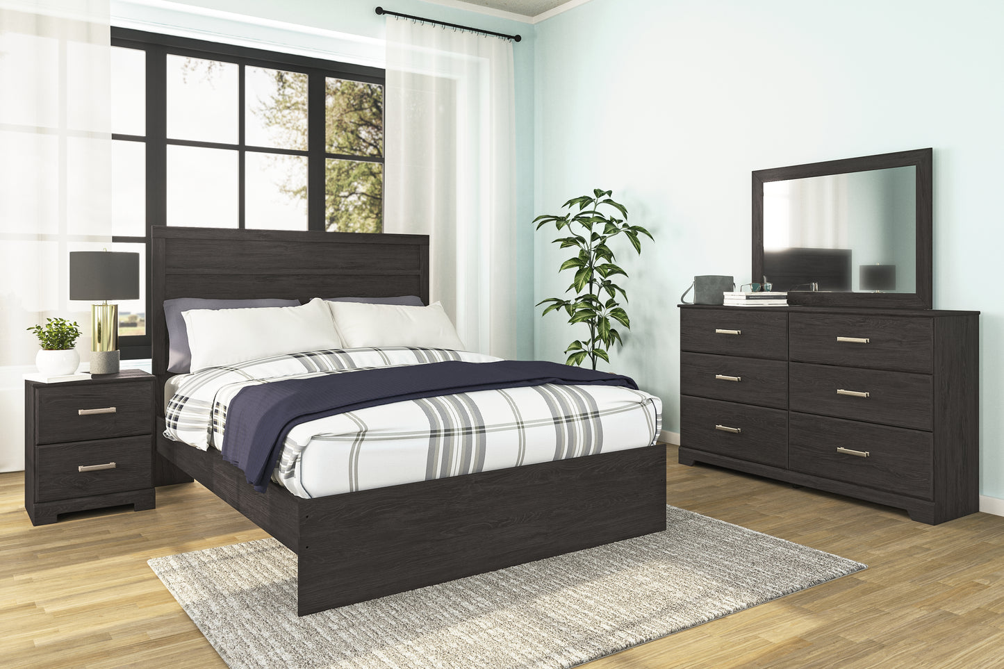 The Furniture Outlets - Ashley Furniture - Belachime Bedroom - Queen Panel Bed / Charcoal - B2589B2