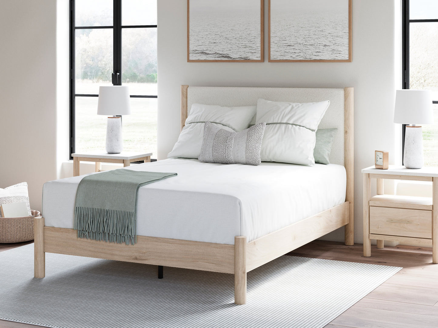 The Furniture Outlets - Ashley Furniture - Cadmori Bedroom - Queen Upholstered Panel Bed / Two-tone - B2615B4