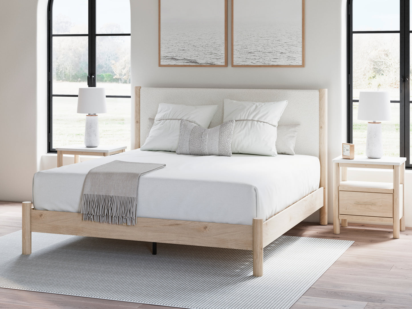 The Furniture Outlets - Ashley Furniture - Cadmori Bedroom - King Upholstered Panel Bed / Two-tone - B2615B7