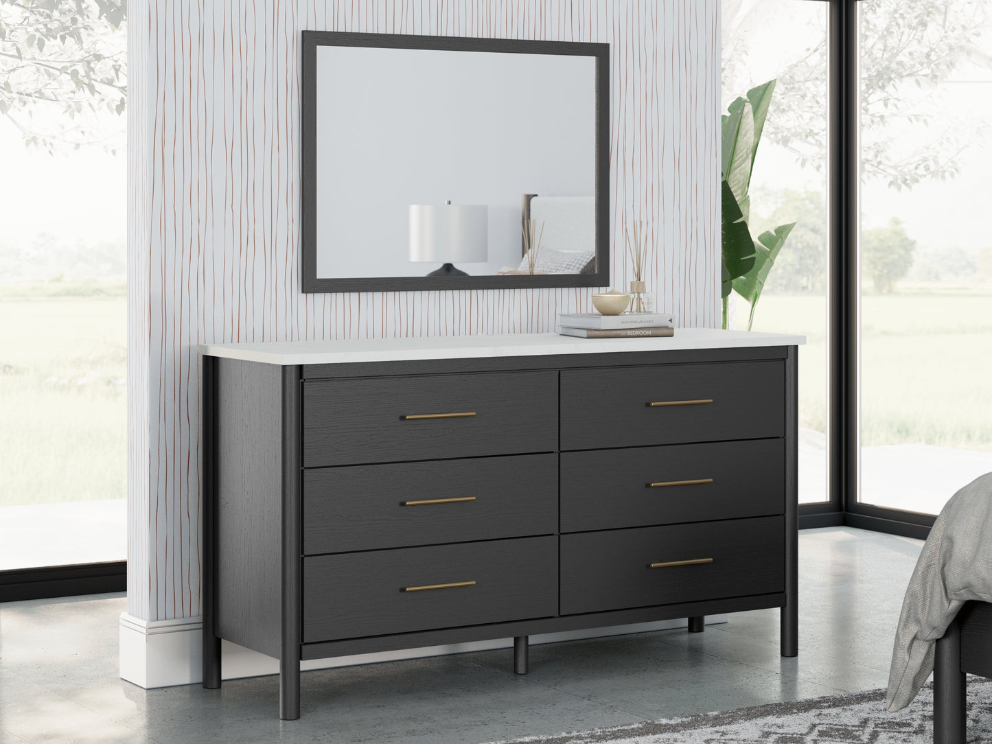 The Furniture Outlets - Ashley Furniture - Cadmori Bedroom - Dresser and Mirror / Black/White - B2616B1