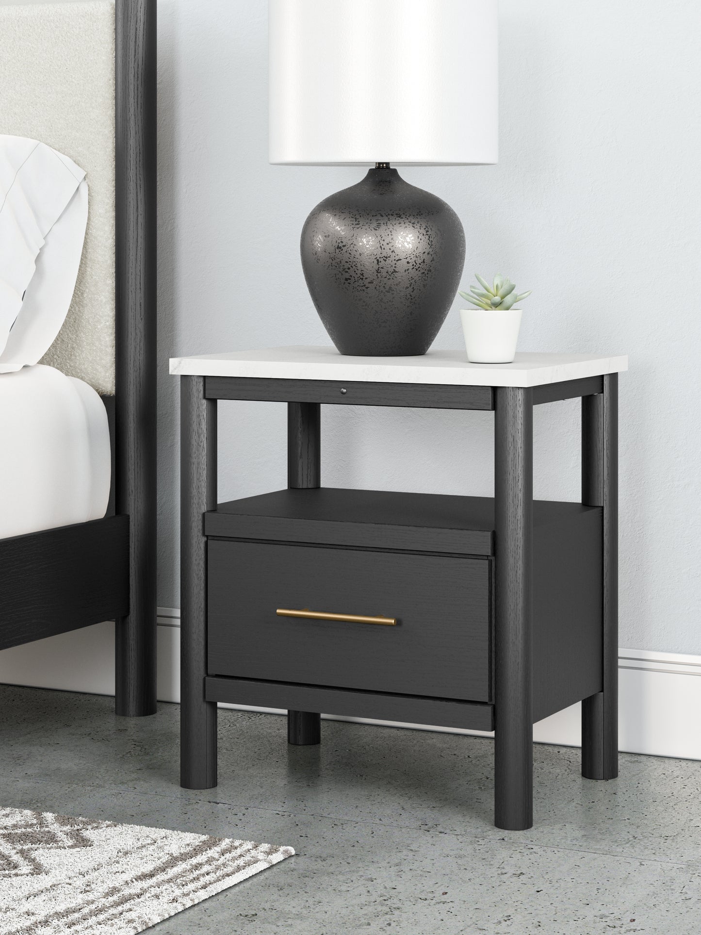 The Furniture Outlets - Ashley Furniture - Cadmori Bedroom - One Drawer Night Stand / Black/White - B2616-91