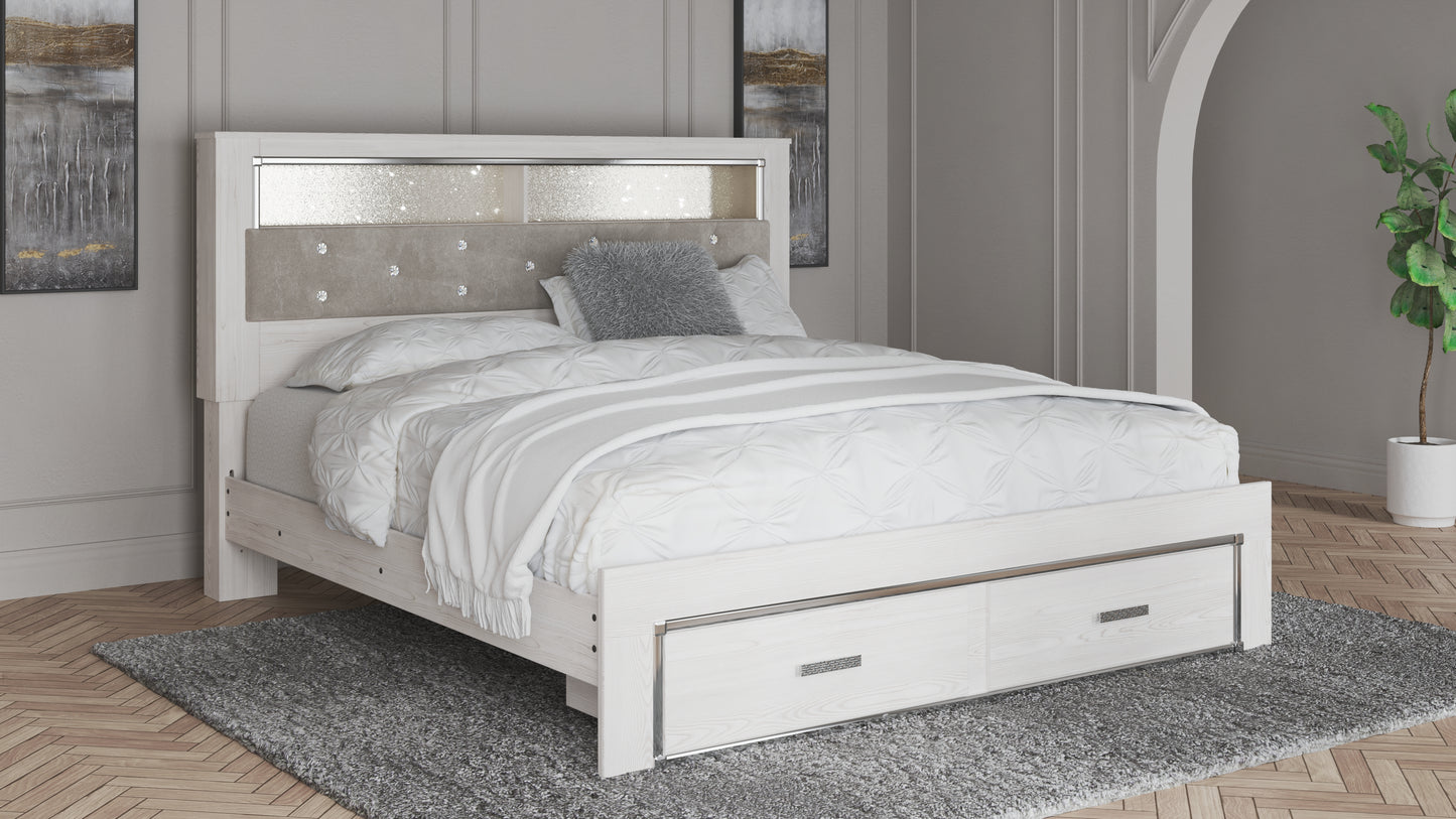 The Furniture Outlets - Ashley Furniture - Altyra Bedroom - King Upholstered Bookcase Bed with Storage / White - B2640B30