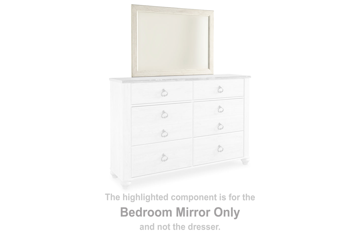 The Furniture Outlets - Ashley Furniture - Willowton Bedroom - Bedroom Mirror / Whitewash - B267-36