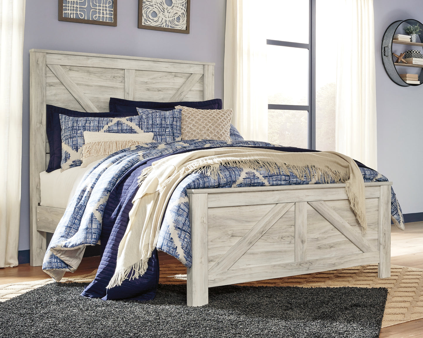 The Furniture Outlets - Ashley Furniture - Bellaby Bedroom - Queen Crossbuck Panel Bed / Whitewash - B331B6