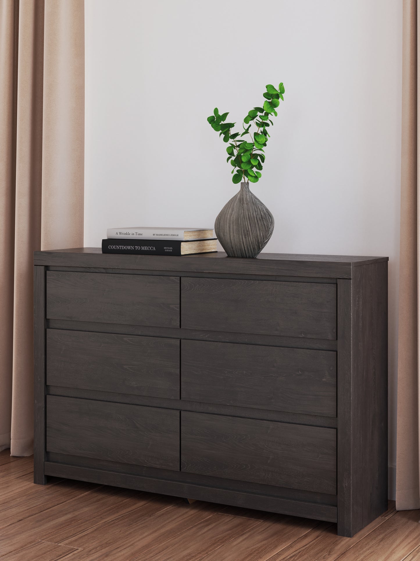 The Furniture Outlets - Ashley Furniture - Fraluna Bedroom - Six Drawer Dresser / Charcoal - PCB3370-31
