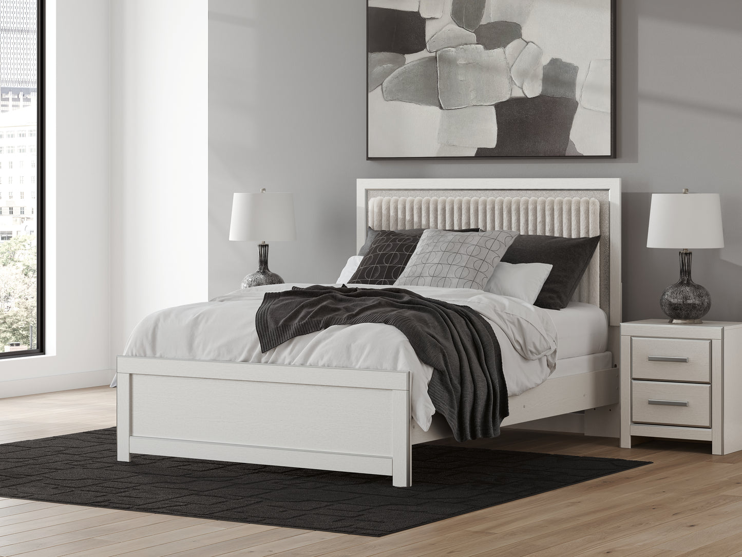 The Furniture Outlets - Ashley Furniture - Zuraleus Bedroom - Queen Upholstered Panel Bed / White - PCB3381B6