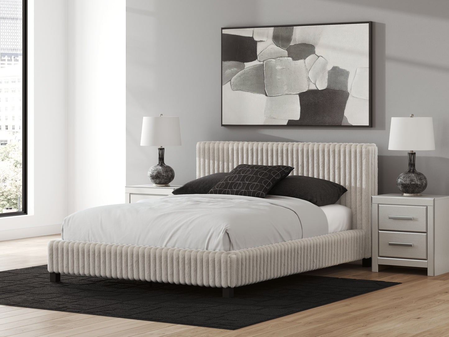 The Furniture Outlets - Ashley Furniture - Zuraleus Bedroom - Queen Upholstered Bed / White - PCB3381B11