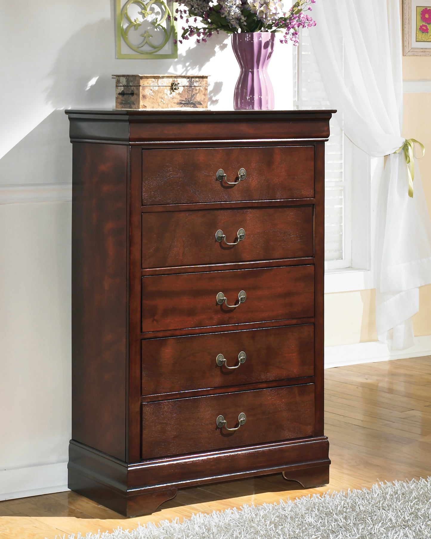 The Furniture Outlets - Ashley Furniture - Alisdair Bedroom - Chest / Reddish Brown - B376-46