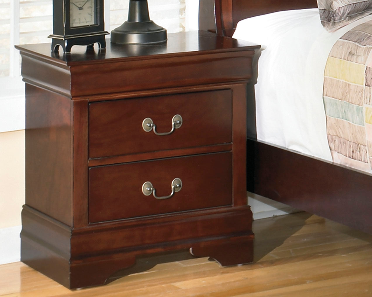 The Furniture Outlets - Ashley Furniture - Alisdair Bedroom - Two Drawer Night Stand / Reddish Brown - B376-92