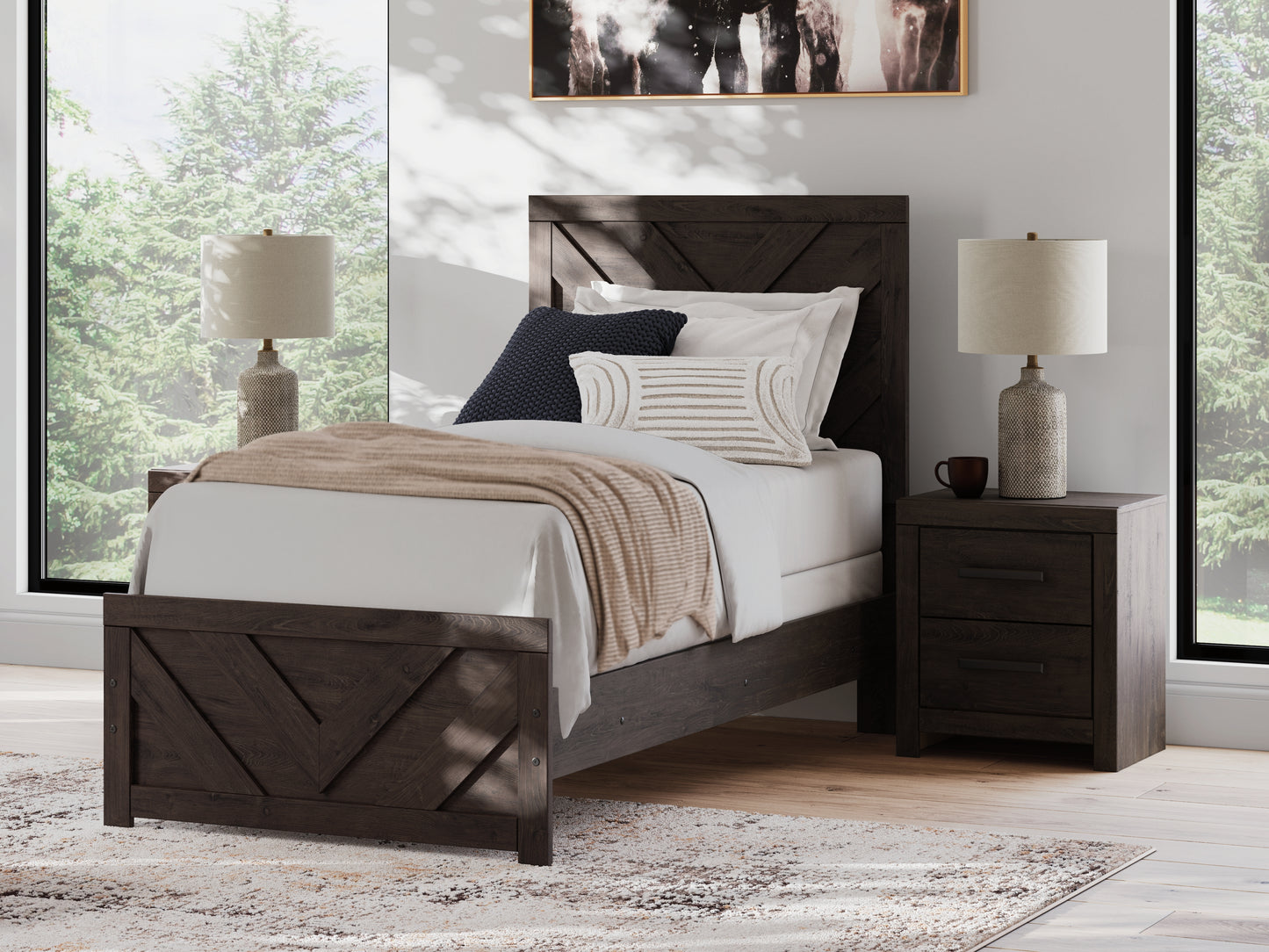 The Furniture Outlets - Ashley Furniture - Prendonea Bedroom - Twin Panel Bed / Charcoal - B3789B2