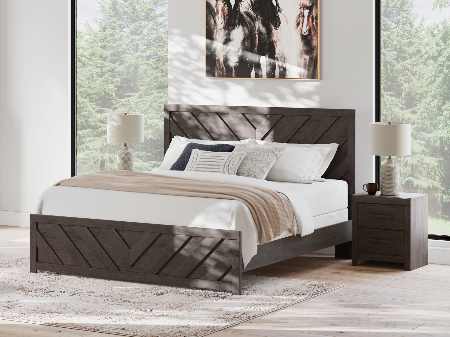 The Furniture Outlets - Ashley Furniture - Prendonea Bedroom - King Panel Bed / Charcoal - B3789B8