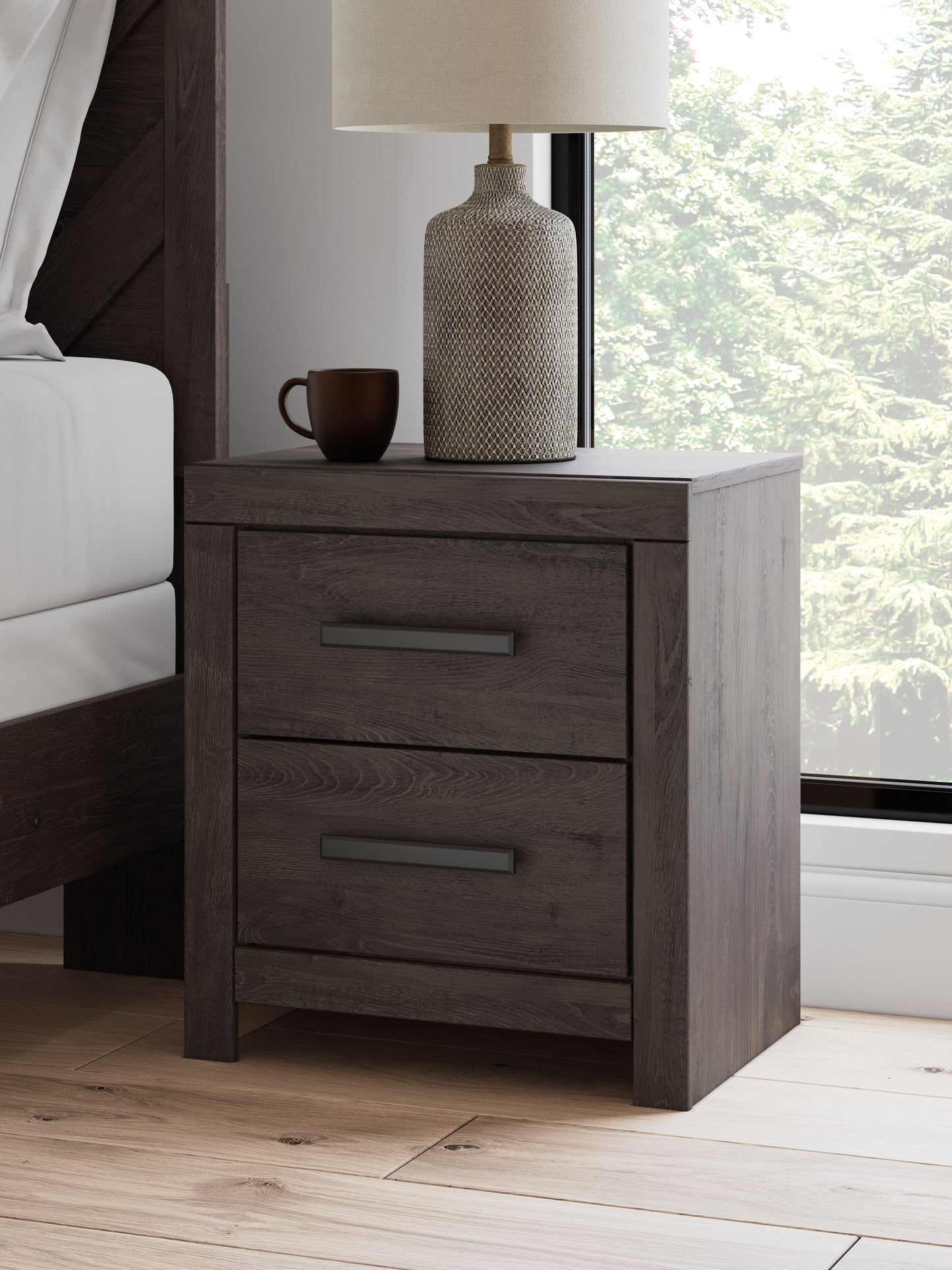 The Furniture Outlets - Ashley Furniture - Prendonea Bedroom - Two Drawer Night Stand / Charcoal - B3789-92
