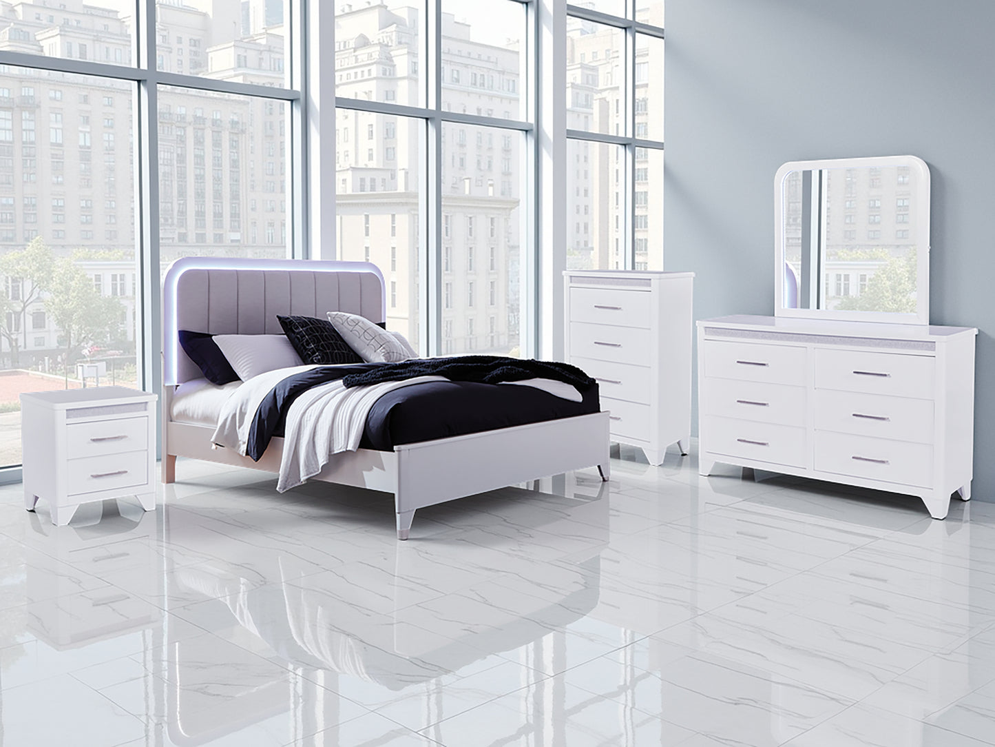 The Furniture Outlets - Ashley Furniture - Jarlee Bedroom - Queen Upholstered Panel Bed / White - PCB392B2