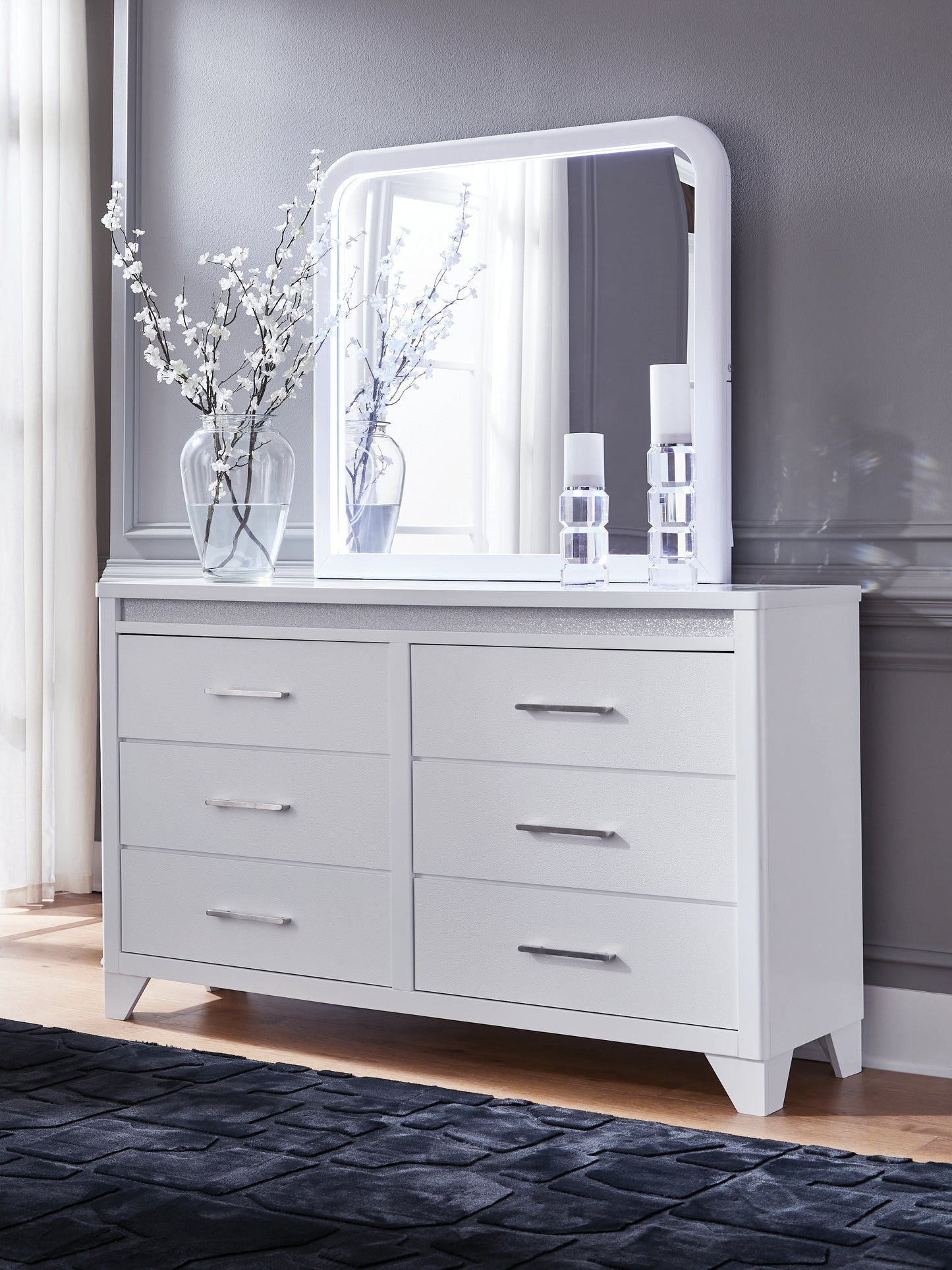 The Furniture Outlets - Ashley Furniture - Jarlee Bedroom - Dresser and Mirror / White - PCB392B1