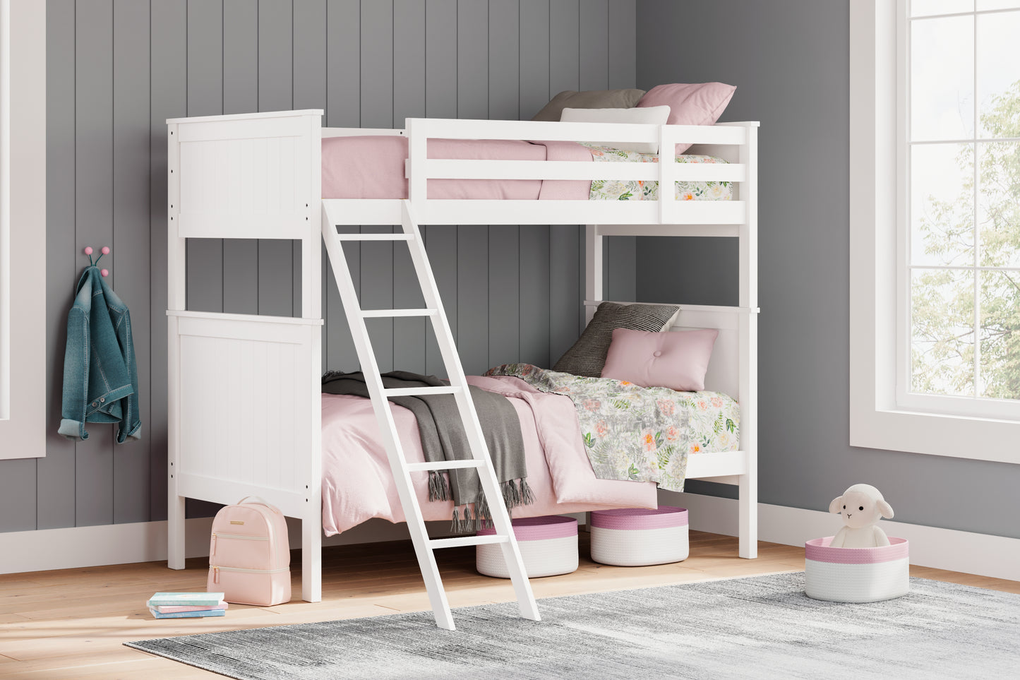 The Furniture Outlets - Ashley Furniture - Nextonfort Bedroom - Twin over Twin Bunk Bed / White - B396B6