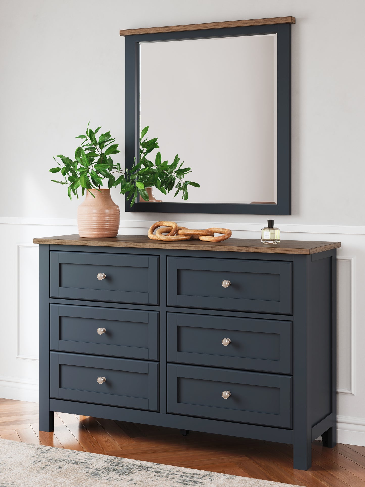 The Furniture Outlets - Ashley Furniture - Landocken Bedroom - Dresser and Mirror / Brown/Blue - B414B1