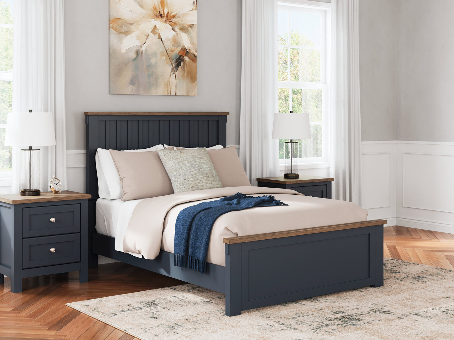 The Furniture Outlets - Ashley Furniture - Landocken Bedroom - Full Panel Bed / Brown/Blue - B414B3
