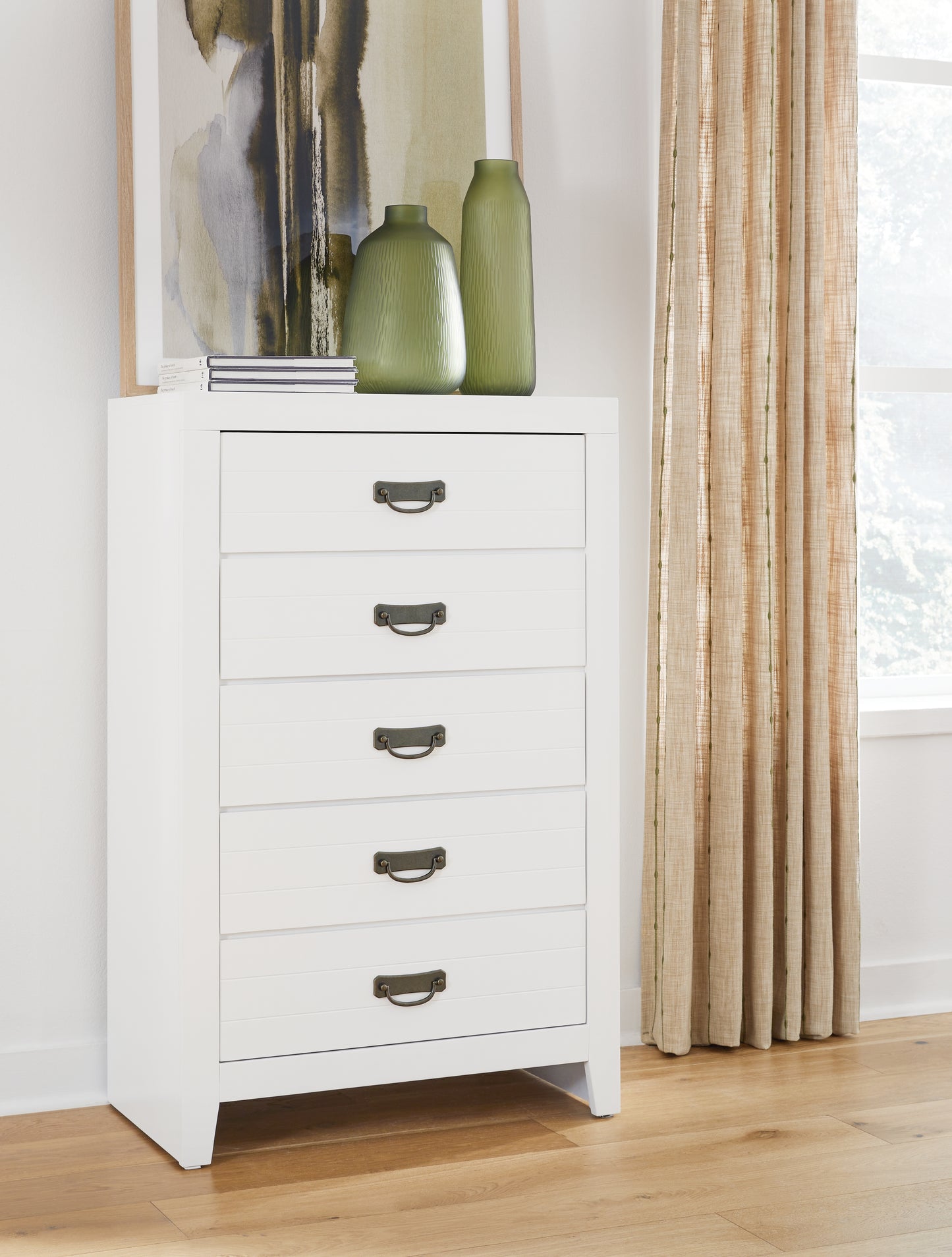 The Furniture Outlets - Ashley Furniture - Binterglen Bedroom - Five Drawer Chest / White - B427-46