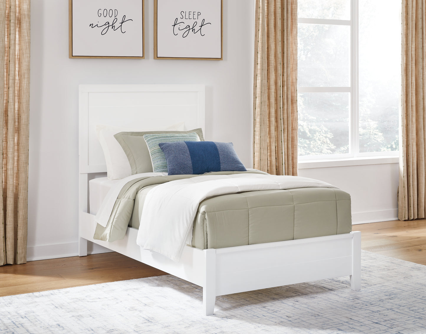 The Furniture Outlets - Ashley Furniture - Binterglen Bedroom - Twin Panel Bed / White - B427B2
