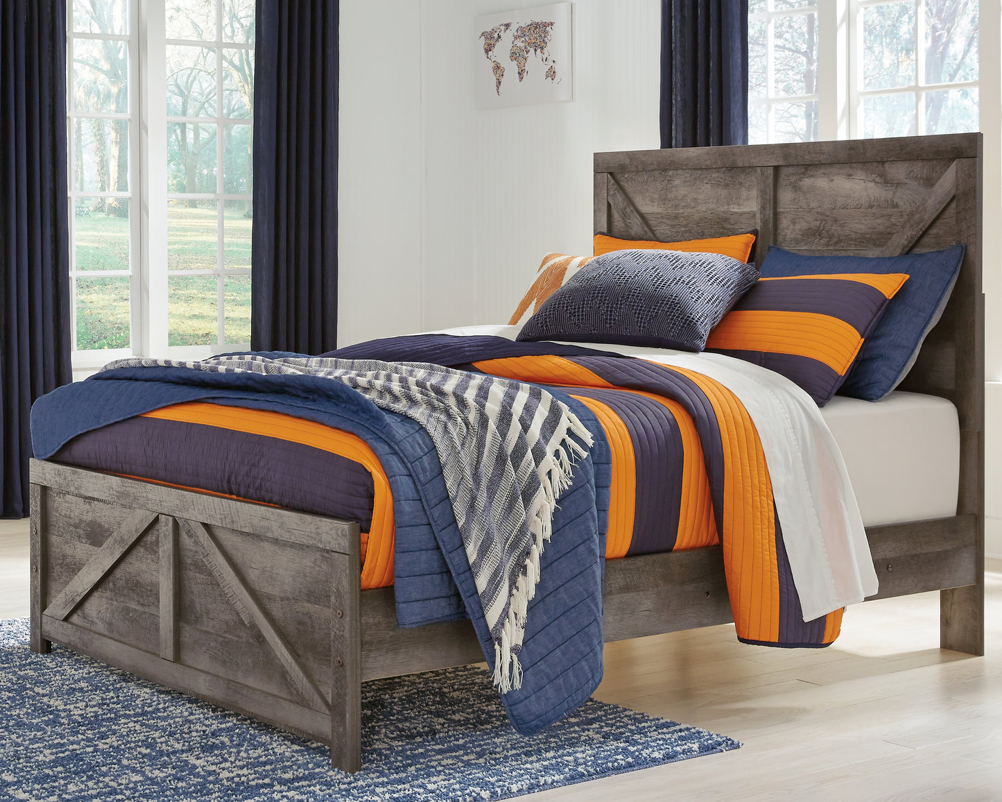 The Furniture Outlets - Ashley Furniture - Wynnlow Bedroom - Full Crossbuck Panel Bed / Gray - B440B17