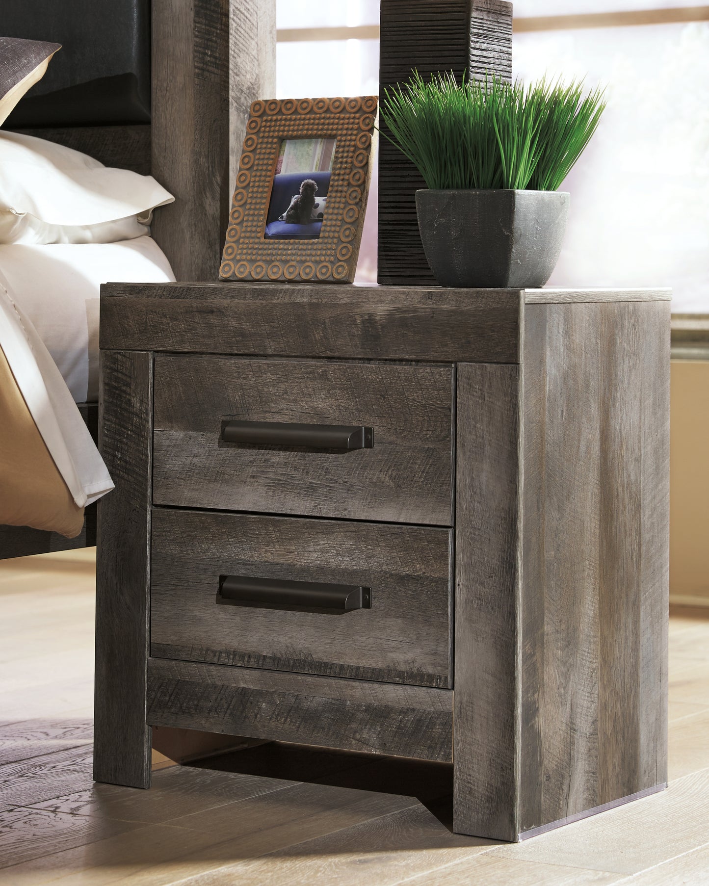 The Furniture Outlets - Ashley Furniture - Wynnlow Bedroom - Two Drawer Night Stand / Gray - B440-92