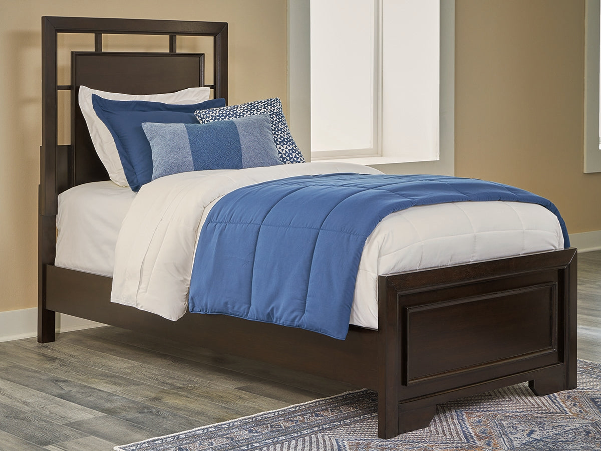 The Furniture Outlets - Ashley Furniture - Covetown Bedroom - Twin Panel Bed / Dark Brown - B441B2