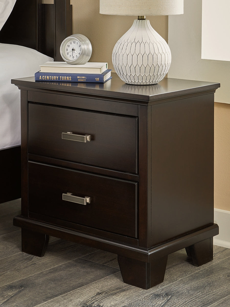 The Furniture Outlets - Ashley Furniture - Covetown Bedroom - Two Drawer Night Stand / Dark Brown - B441-92