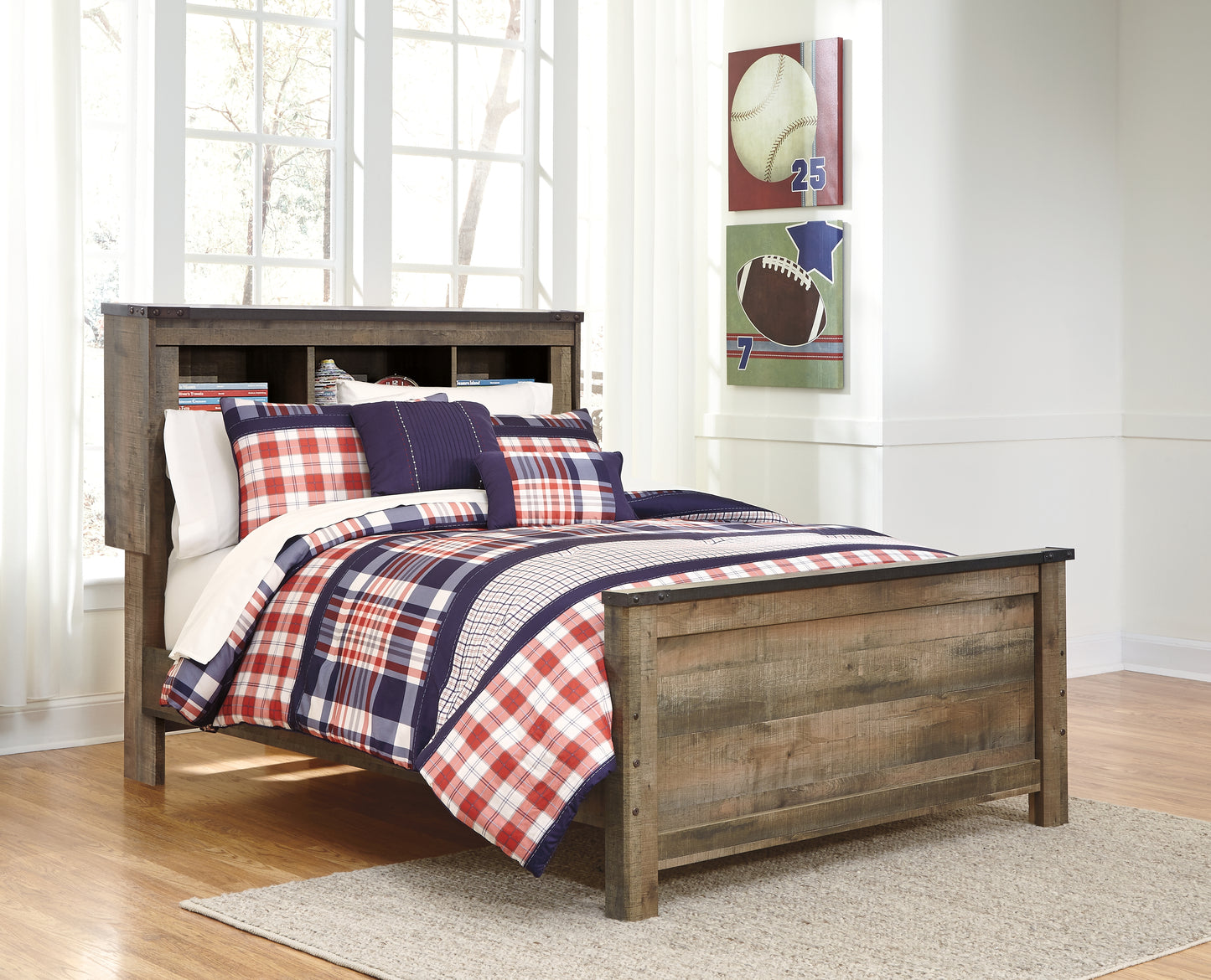 The Furniture Outlets - Ashley Furniture - Trinell Bedroom - Full Bookcase Panel Bed / Brown - B446B87