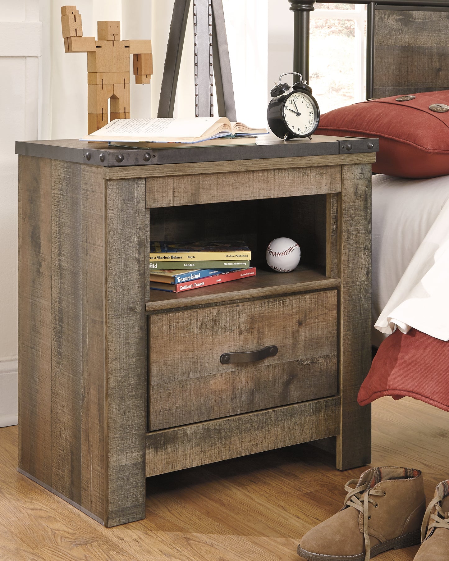 The Furniture Outlets - Ashley Furniture - Trinell Bedroom - One Drawer Night Stand / Brown - B446-91