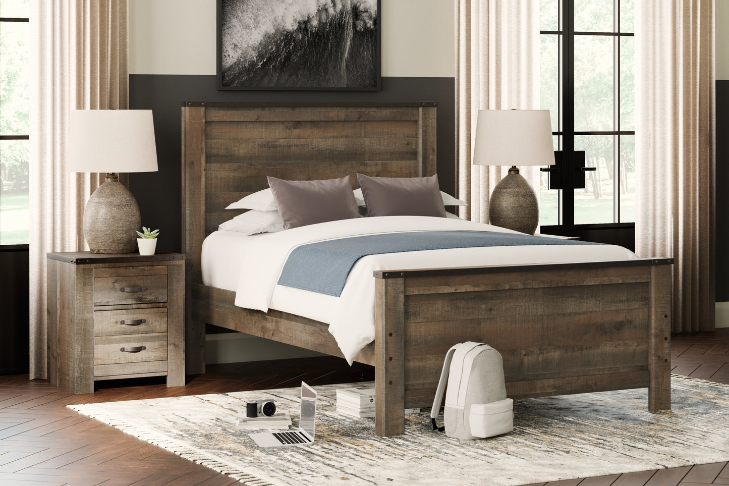 The Furniture Outlets - Ashley Furniture - Trinell Bedroom - Full Bookcase Bed with Storage / Brown - B446B91