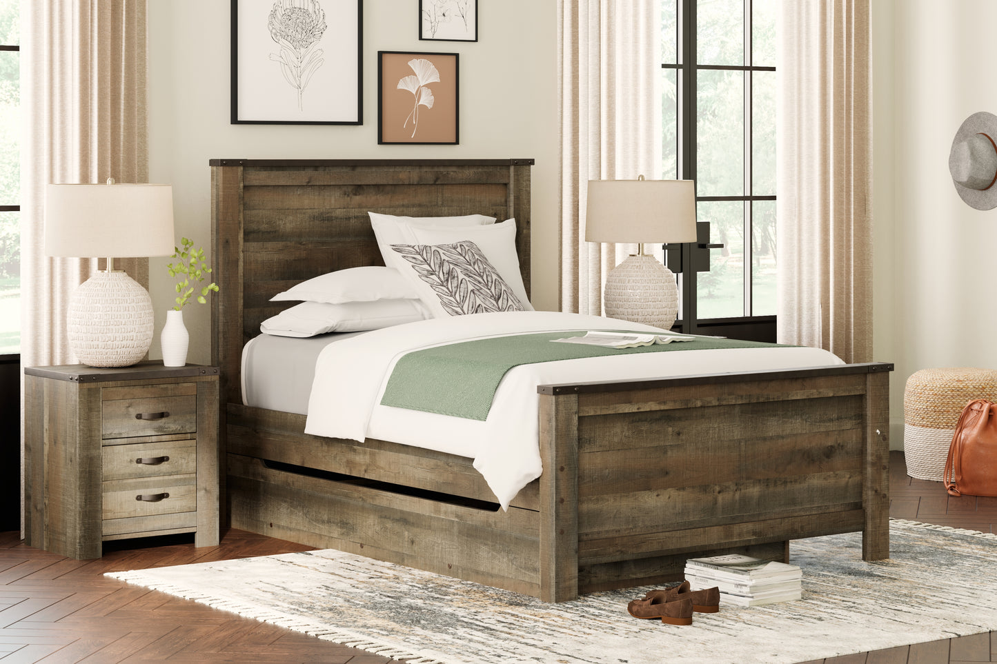 The Furniture Outlets - Ashley Furniture - Trinell Bedroom - Full Panel Bed with 1 Large Storage Drawer / Brown - B446B9